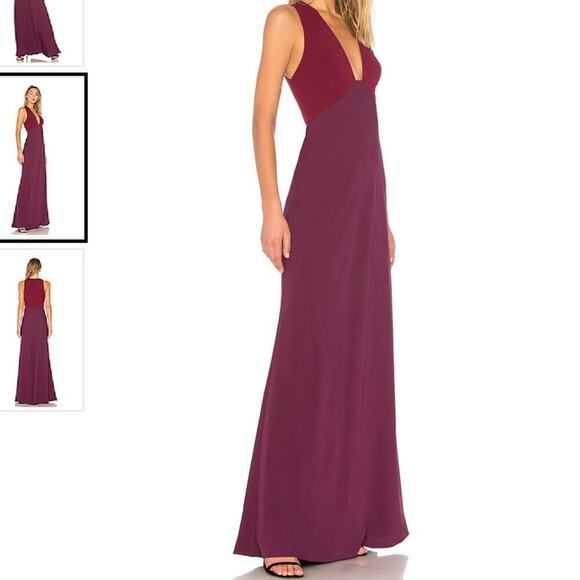 Jill Jill Stuart Two Tone V-Neck Gown Burgundy Purple Size 4 - Picture 3 of 13